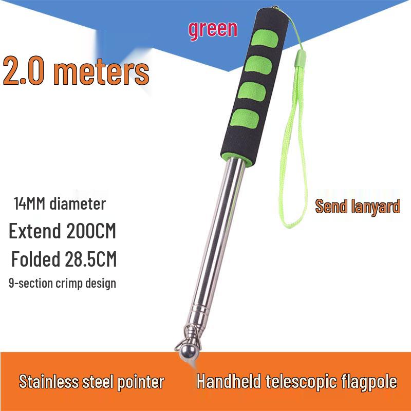 Telescopic Stainless Steel Flagpole - Available In 1.2m, 1.6m, and 2m for Tour Guides