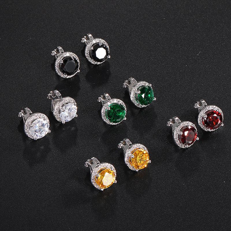 5628 Earring Clip with Colorful Zircon Stone Brass Material for Women