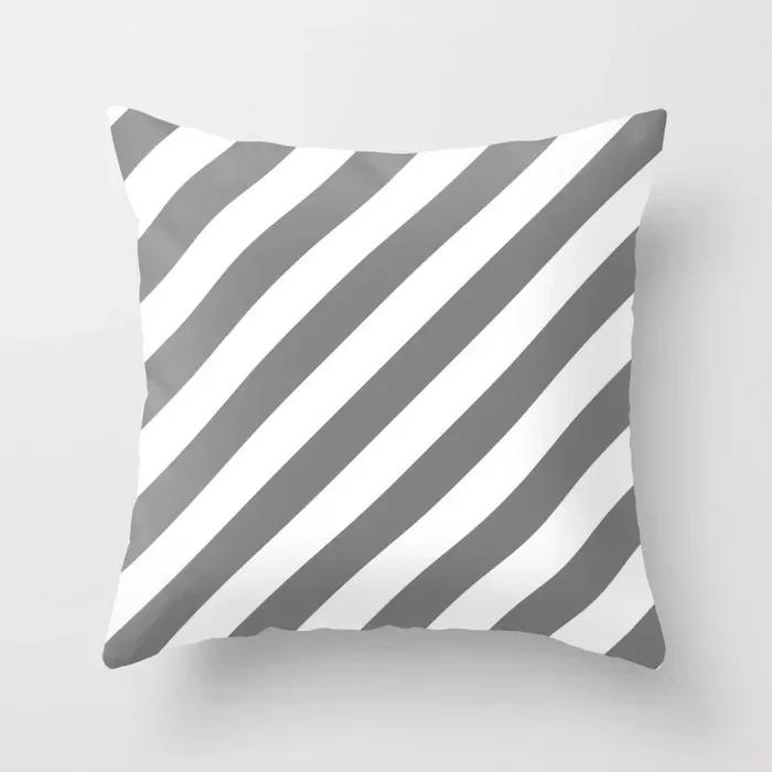 Modern Nodic Style Geometric Gray Pillowscase Polyester Grey Plaids Stripe  Cushion Covers Decorative Sofa Throw Pillows