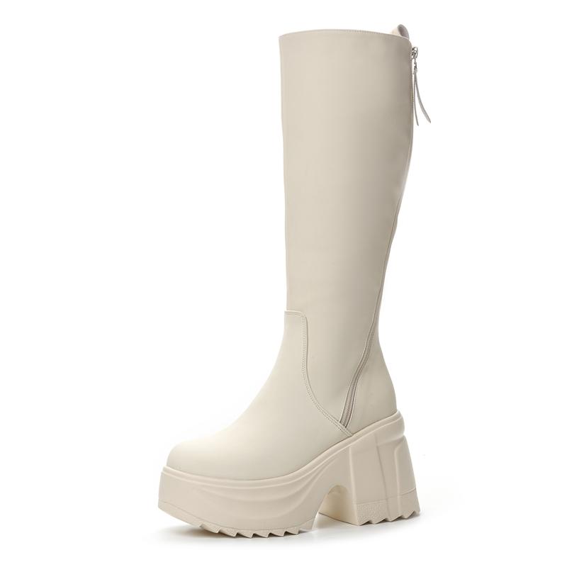 

Весенние и осенние женские сапоги, увеличивающие рост на 10 см, мотоциклетные сапоги, женские, с двойной молнией, рыцарские длинные сапоги для женщин 38