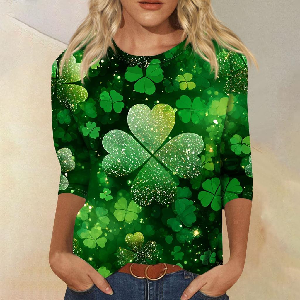 Dámský módní ležérní svetr s kulatým výstřihem a tříčtvrtečním rukávem s potiskem Saint Pao