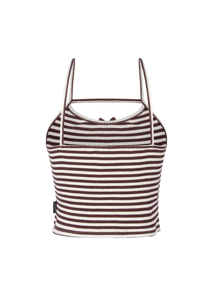 ANOTHER A Striped Ribbon Sleeveless [Brown]