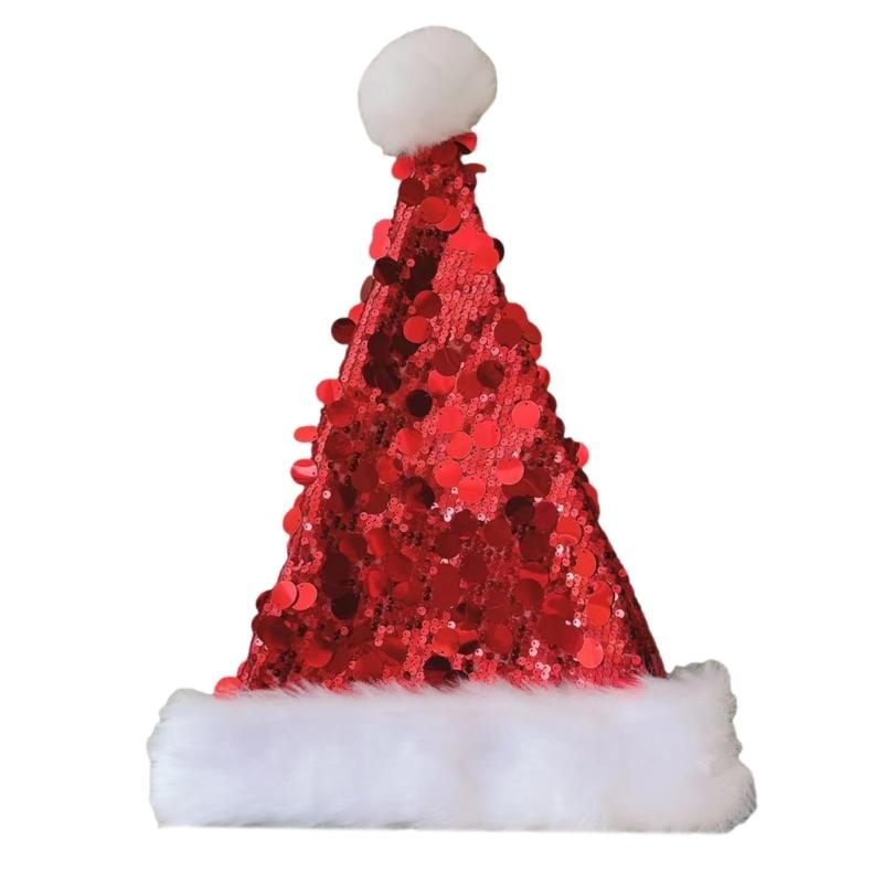 Christmas Hats for Holiday Celebration Festival Props Hat All Age Small Large Sequined Santa Caps Party Gathering Headwear