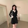 Fake Two-piece Gray POLO Collar Dress, Children's Autumn and Winter New Temperament, Spice Girl Bottoming, Hip-wrapped Skirt Inside