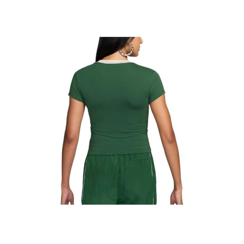 Nike Fitted Round Neck Yoga Short Sleeve Pullover Logo T-Shirt Women Tops Green HF8820-341