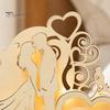 Unique Wedding Sign-in Decor Wooden Couple Ornaments with LED Lights, Romantic Statue Heart Atmosphere Lamp Design, Warm Glow Tabletop Night Light for