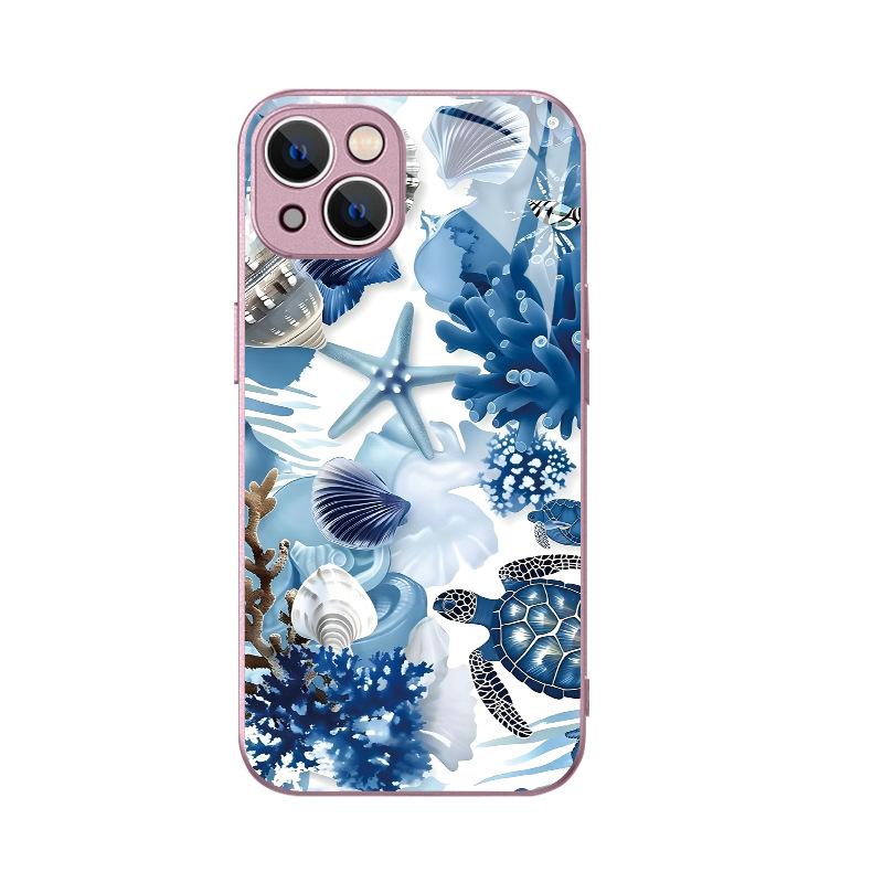 Summer fresh sea creature sea turtle glass mobile phone case iPhone12 advanced sense girl protective case Apple 17