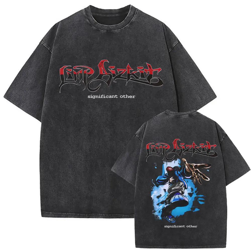 MXL Magliette Unisex Lavate Vintage Rock Band Limp Bizkit Stampa Significant Other Hip Hop Retro Oversize Manica Corta