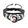 Pop Retro Rock Band Tokio Hotel Bill Kaulitz Band Black Rope Button Glass Cabochon Leather Bracelet Jewelry Charm Fans
