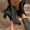 Winter New Women's Fashion Boots with Side Zipper Short Sleeve Elegant Pointed Coarse Heel Women's Shoes