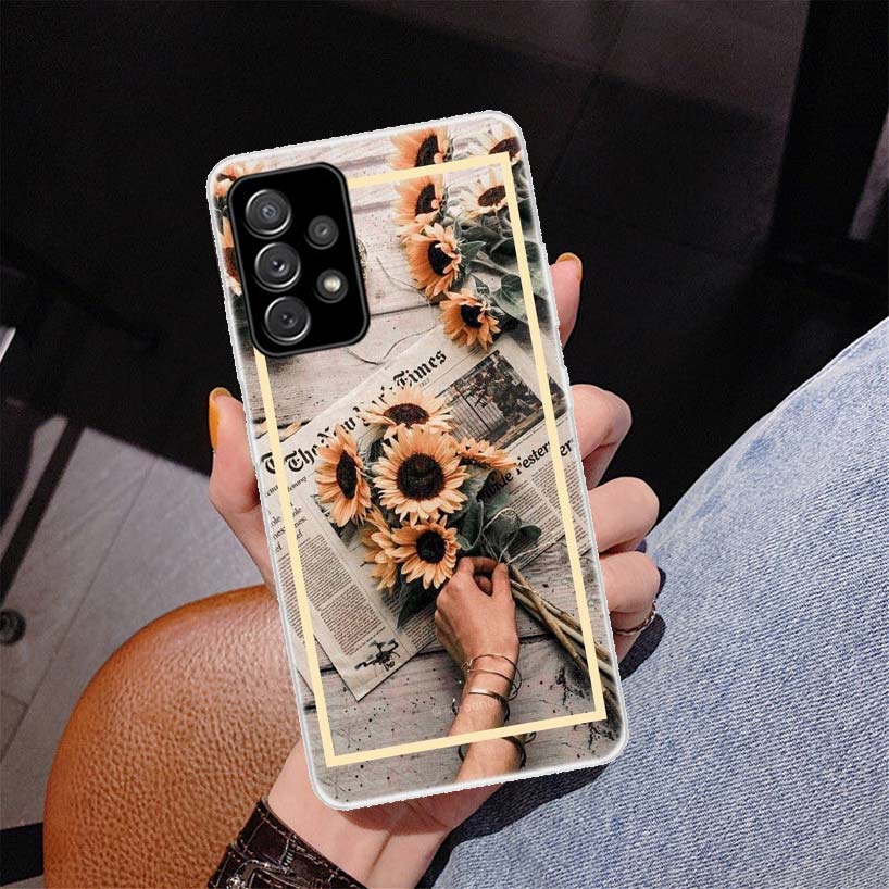 Beauty Yellow Sunflower Print Cover Phone Case For Samsung Galaxy A55 A54 A53 A52 A15 A14 A13 A12 A35 A34 A33 A32 A25 A24 A23 A2