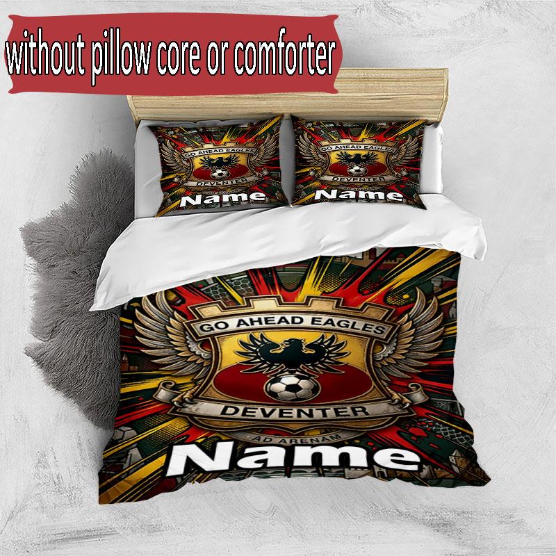 3pcs Duvet Cover Set (1*Duvet Cover + 2*Pillowcase, Without Core), Custom Name Go Ahead Eagles Pattern Bedding Set, Home Bedroom Decor Gift