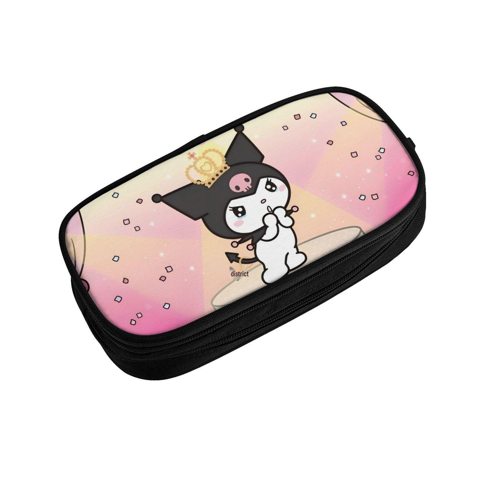Kuromi Double-Layer Large Capacity Pencil Case – Dark Style, Unisex, for School Students