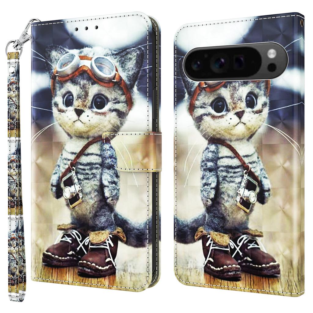 For Google Pixel 9/Pixel 9 Pro Case Pattern Printing Phone Leather Cover with Wallet Card Slots