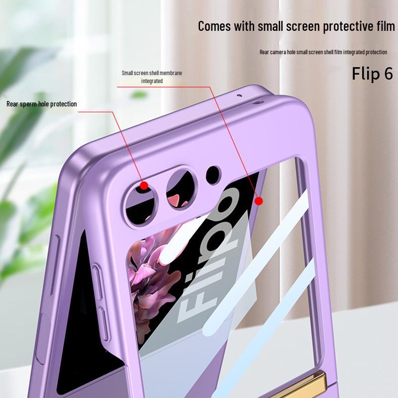 Ultra-thin Samsung Flip6 Case with Integrated Wrist Strap & Protective Folding Cover