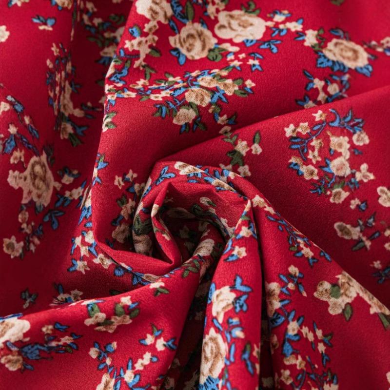 Women's Summer Crew-neck Broken Flower Bouquet Waist Swing Print Short-sleeved Dress