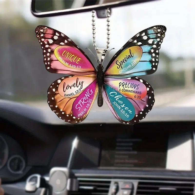 Butterfly Series Car Interior Decor Accessories Christmas Tree Ornament In Acrylic