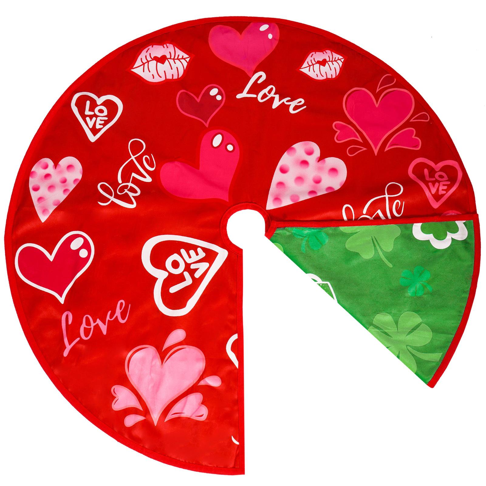 Ireland Festival Valentine s Day Tree Skirt: Double-Sided Green Ornament with Tie Strap