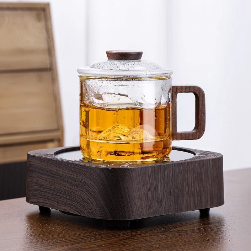 520ml Heat Resistant Glass Tea Infuser Cup with Filter and Wooden Handle Office Tea Separation Tea Mug Flower Tea Infused Cups 520ml