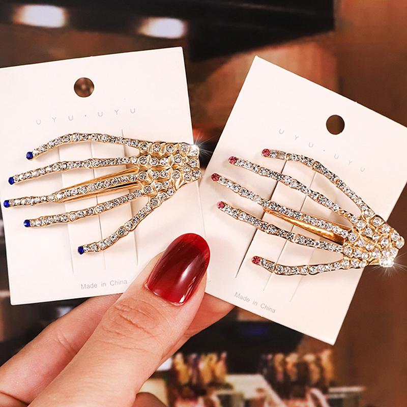 1Pc Punk Style Skull Claw Hand Bone Hair Clips Alloy Hairpins Headband Barrettes
