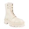 Salvatore Ferragamo Kira Leather Combat Boots White