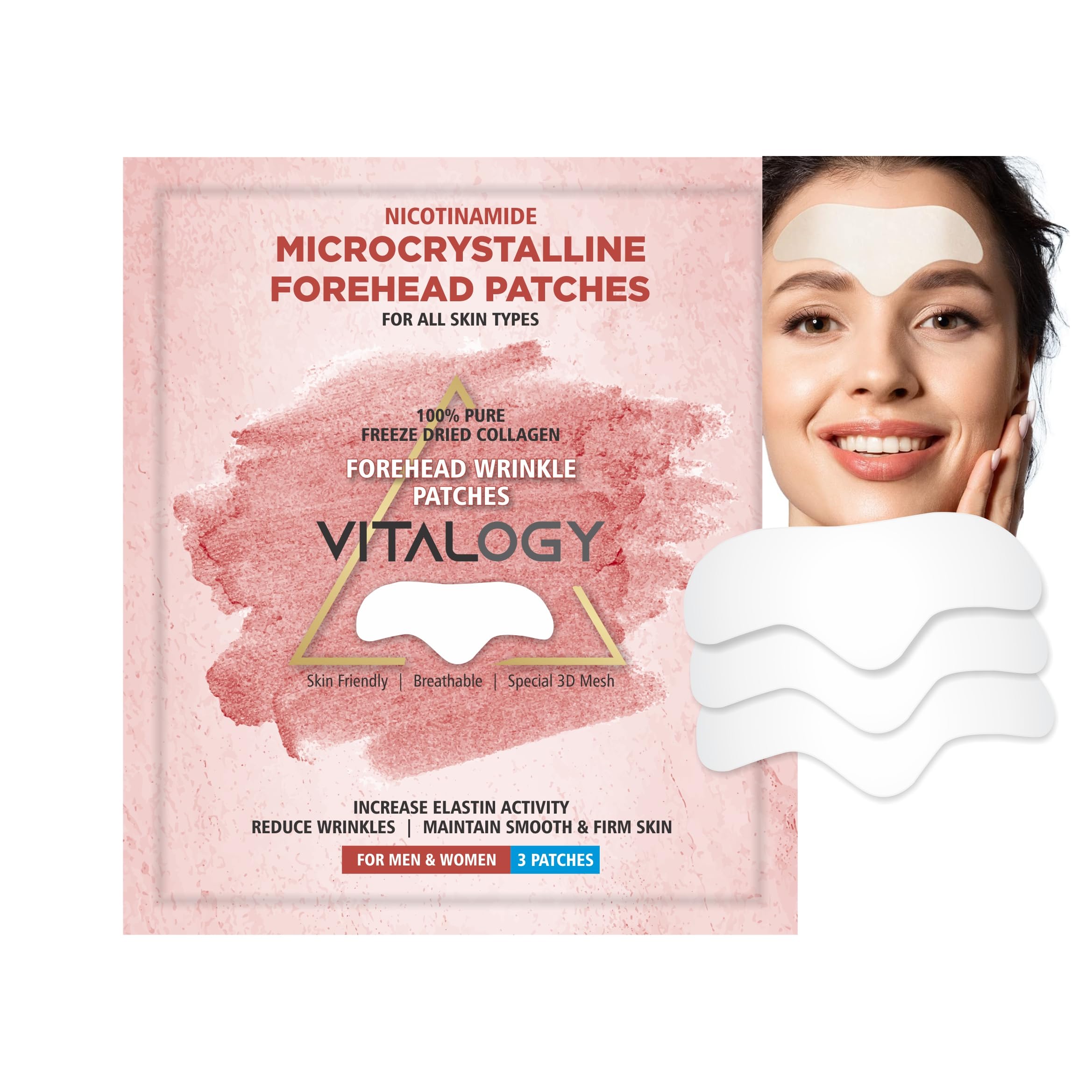 Vitalogy - Forehead Wrinkle Patches, Face Wrinkle Patches, Smooth Forehead to Smooth Fine Lines & Wrinkles, Natural Anti-Wrinkle Forehead Patches w