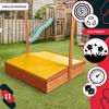 KOTARBAU® Large Wooden Sandbox with Yellow Roof, Impregnated, Closed, with Benches, Brown, 100 X 100 CM