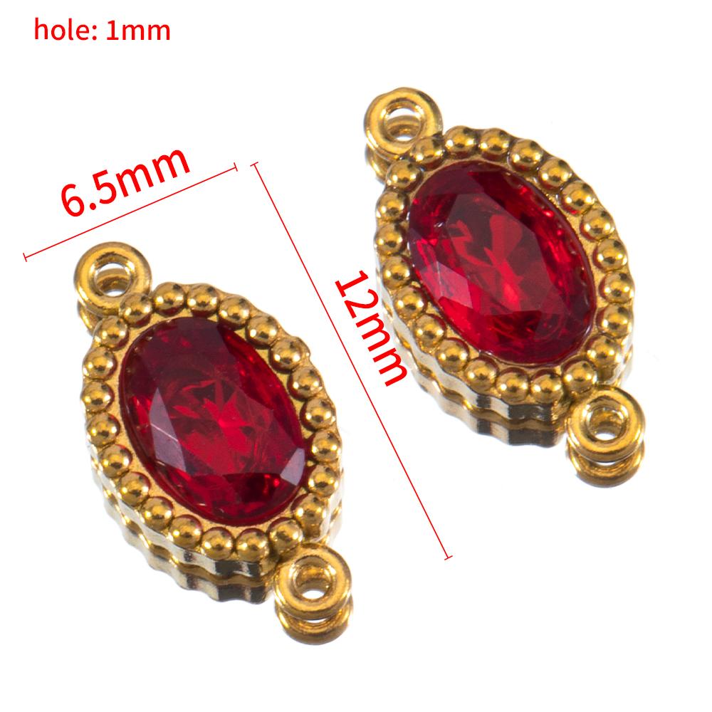 

10pcs Colorful Crystal Charm Double Holes Bracelet Connector Stainless Steel Necklace Earring Oval Pendants DIY Jewelry Findings 10pcs
