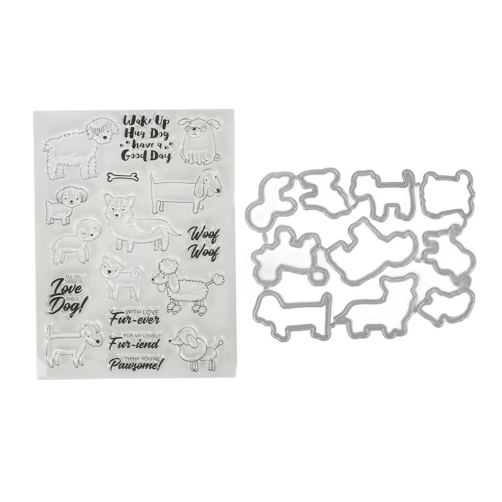 Súprava čírych pečiatok Jedinečný dizajn psa a ovce Priehľadná pečiatka Embosovacia vyrezávacia sada pre DIY Scrapbook Remeslá