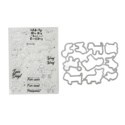 Clear Stamp Kit Unique Dog Sheep Design Transparent Stamp Embossing Cutting Die Set for DIY Scrapbook Crafts