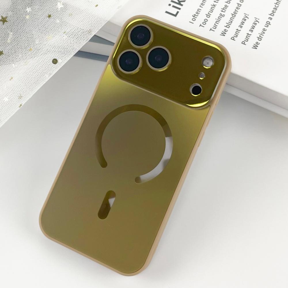 Luxury Flowing Light Large Window Case For iPhone 17 Air 16 15 14 13 12 11 Pro Max for Magsafe Crystal Bright Magnetic Cover