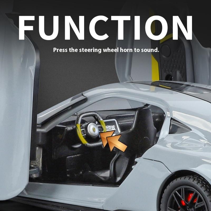 1/24 Scale Koenigsegg Gemera GT Supercar Alloy Diecast Model Car Sound and Light Home Trendy Ornaments Exquisite Simulation Decorative Gifts Boy