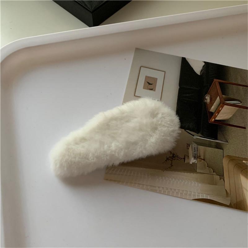 1/3/5Pcs Autumn Winter Hair Clips For Girl Woman Waterdrop Square Barrettes Solid Color Faux Fur BB Hairpins Soft Hair Accessory