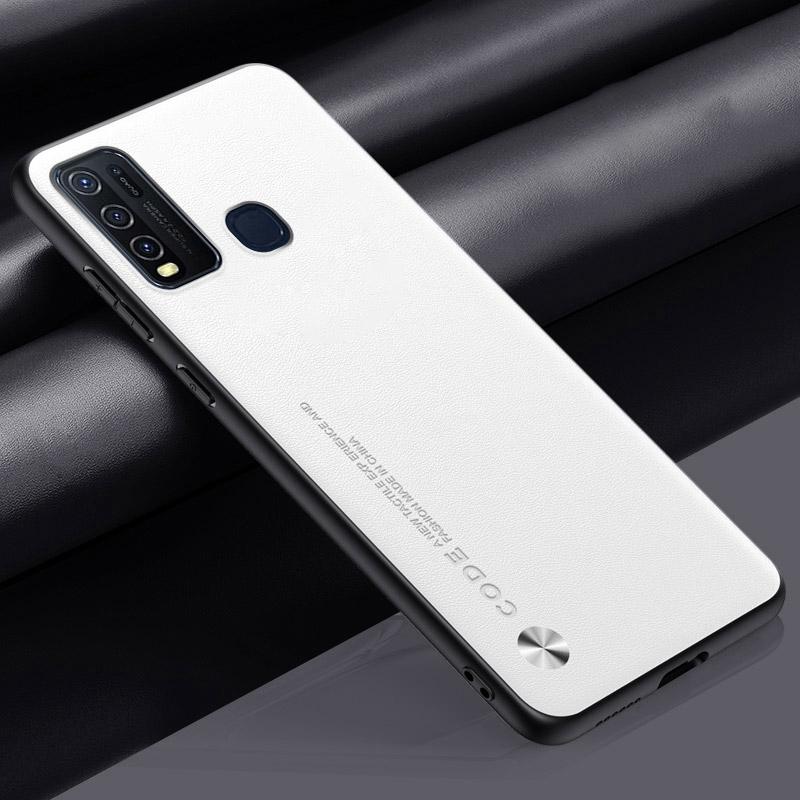 

Розкішний чохол з PU шкіри для Vivo Y30 Y50 Задня кришка Матовий силіконовий чохол з ТПУ Протиударний захист Чохол для телефону для Vivo 1938 1935 Coque For Vivo 1938 білий