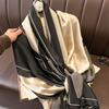 Fashion Printed Stripe Shawl Imitation Silk Satin Scarf Women Lightweight Scarves Outdoor Sunscreen Muffler Hijab 180*85Cm