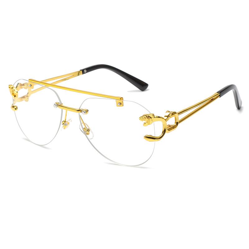 New Rimless Sunglasses Pilot Fashion Metal Frame Women Men Large Round Sun Glasses for Female Male Gradient Traveling Oculos