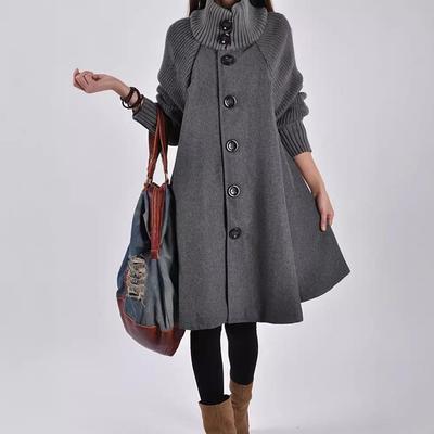 2023 Koreanischer Stil Übergröße Damen Lockerer Wollmischung Midilanger Cape Trenchcoat