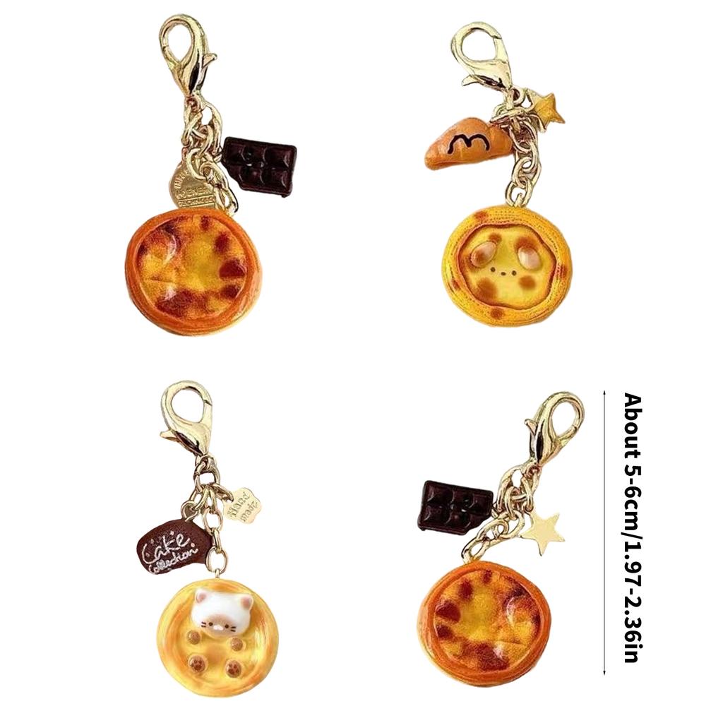Original Egg Tart Buckle Keychain Unique Creative Designs Sturdy Alloy Resin Materials for Backpack Decoration