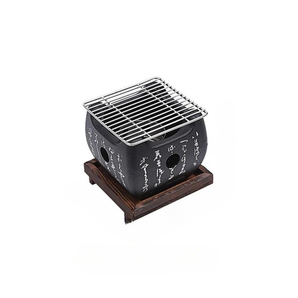 Portable Korean BBQ Grill, Lightweight Aluminum Alloy & Solid Wood Design, Fast Heating for Camping, Picnic, Backyard