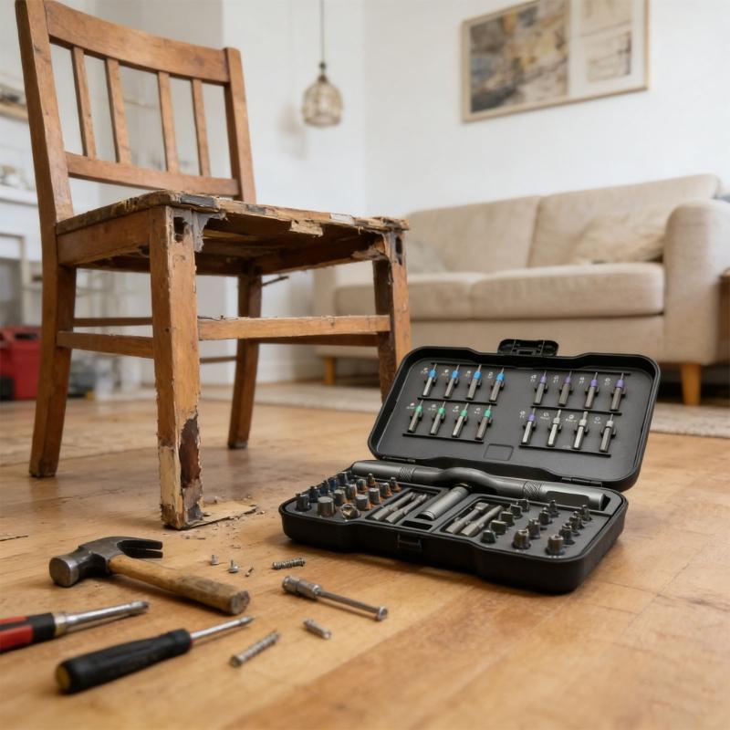 Compacts ratchets Tool Kit Featuring 50 Magnetic And Bidirectional ratchets System For Efficient Screw Driving In Tight