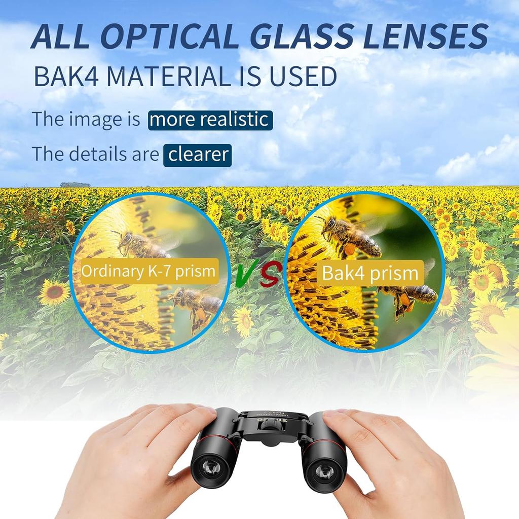 Kompaktes Fernglas für Erwachsene und Kinder, HD Mini Tragbares Outdoor-Fernglas Kinder, Taschenformat Leicht Faltbar für Vogelbeobachtung, Jagd, Konzert,