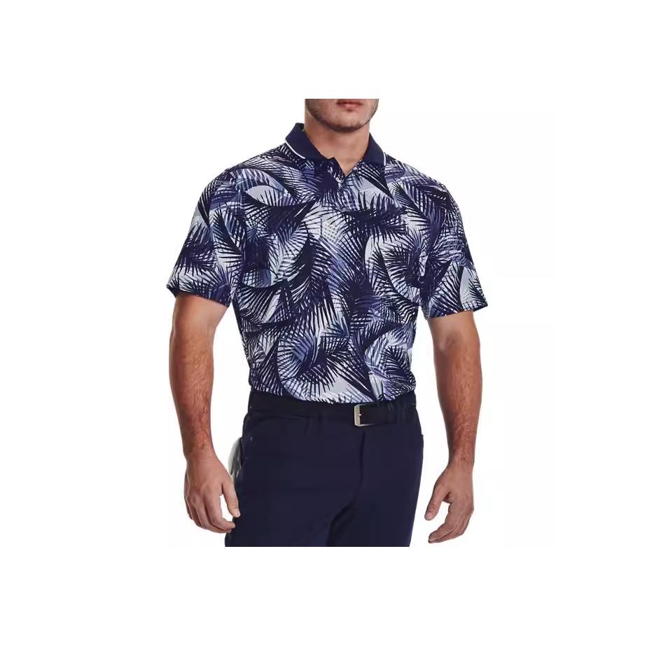 Under Armour SS23 Iso-Chill Printed Golf Polo Men Tops Navy-Blue 1377367-410