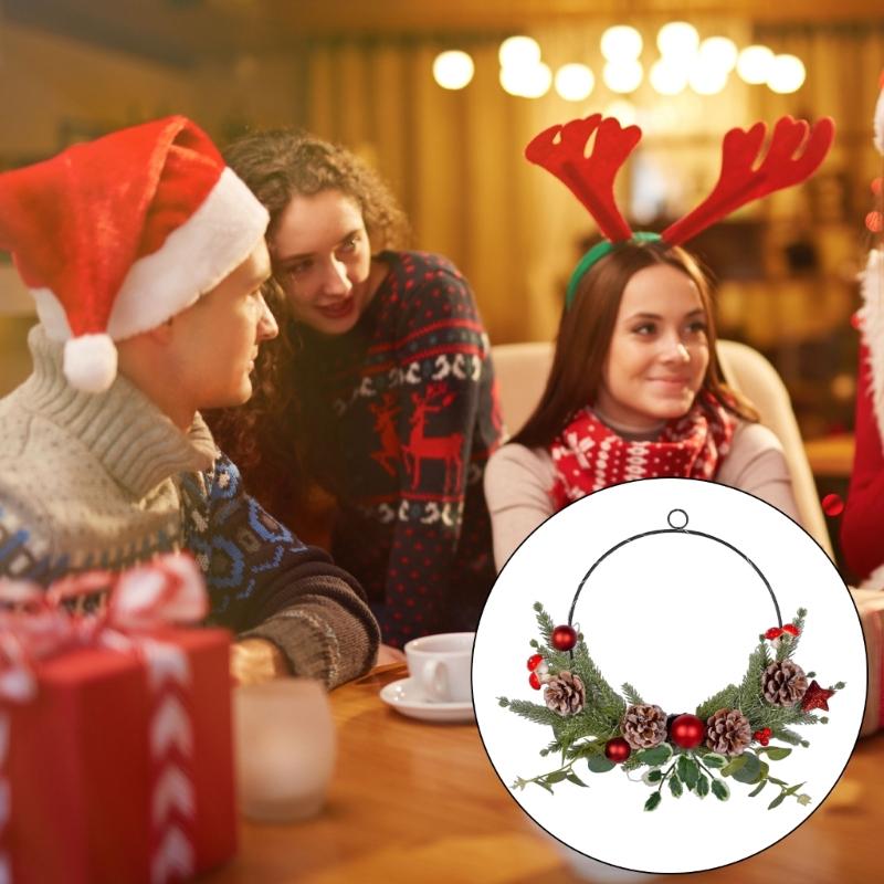 Elegant Christmas Wreath Hanging Decoration for Home Offices, Easy Installation,Illuminated Wreath Christmas Accessories