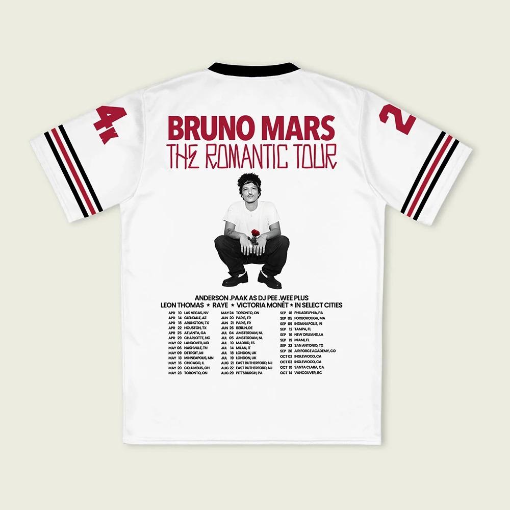 Streetwear Unisex Bruno Mars The Romantic Tour2026 Maglia Manica Corta Scollo a V Larga T-shirt Uomo Estate Stampa 3D Merch T-shirt outfit coordinati per coppia