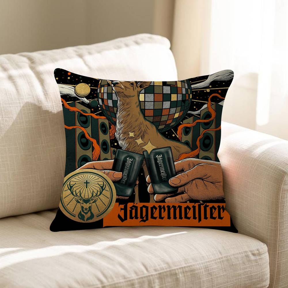 JJagermeister Logo Maple Design Cushion Cover Happy Autumn Harvest Decor Holiday Decorati Pillow Cover