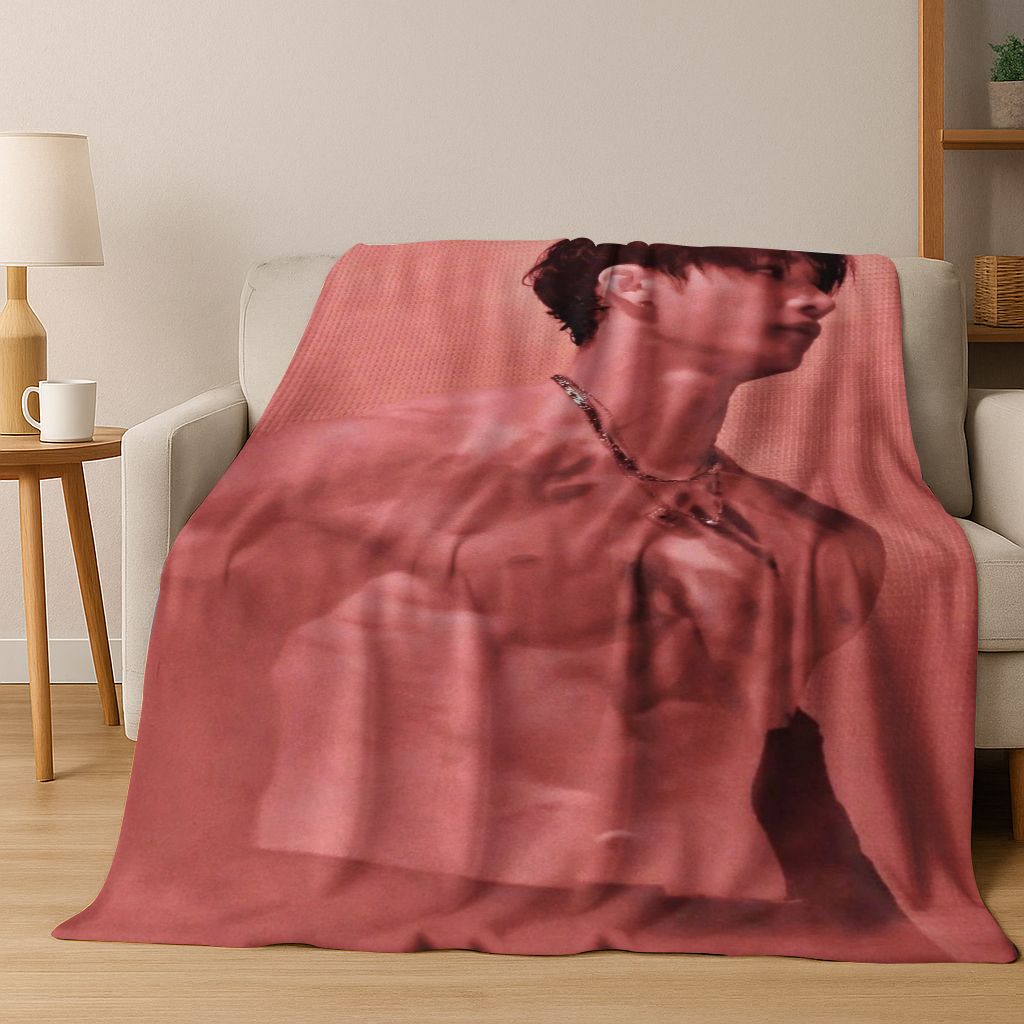 Manta de Franela Estampada 3D de Bang Chan Estrella Kpop Stray Kids Manta Suave y Cálida para Dormitorio Sala de Estar Cama Viaje Camping Picnic Regalo