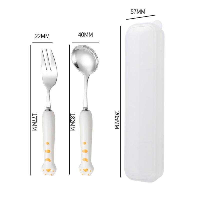 Posate Cartone Animato Cipollotto Cucchiaio Forchetta Portatile Tavola da Pranzo Acciaio Inossidabile Stoviglie da Viaggio Accessori da Cucina