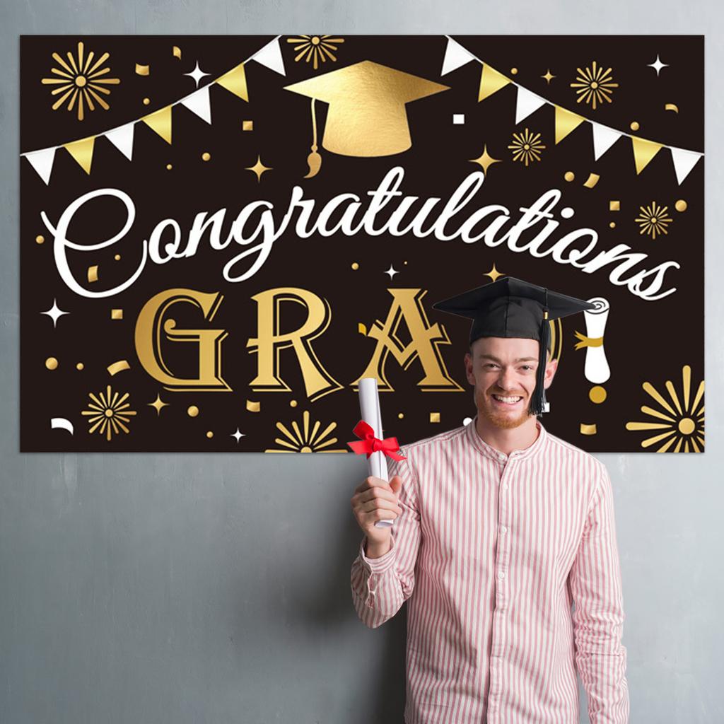 Graduate Banner Decoration Congratulations Banner Graduation Party Photo Background Decoration