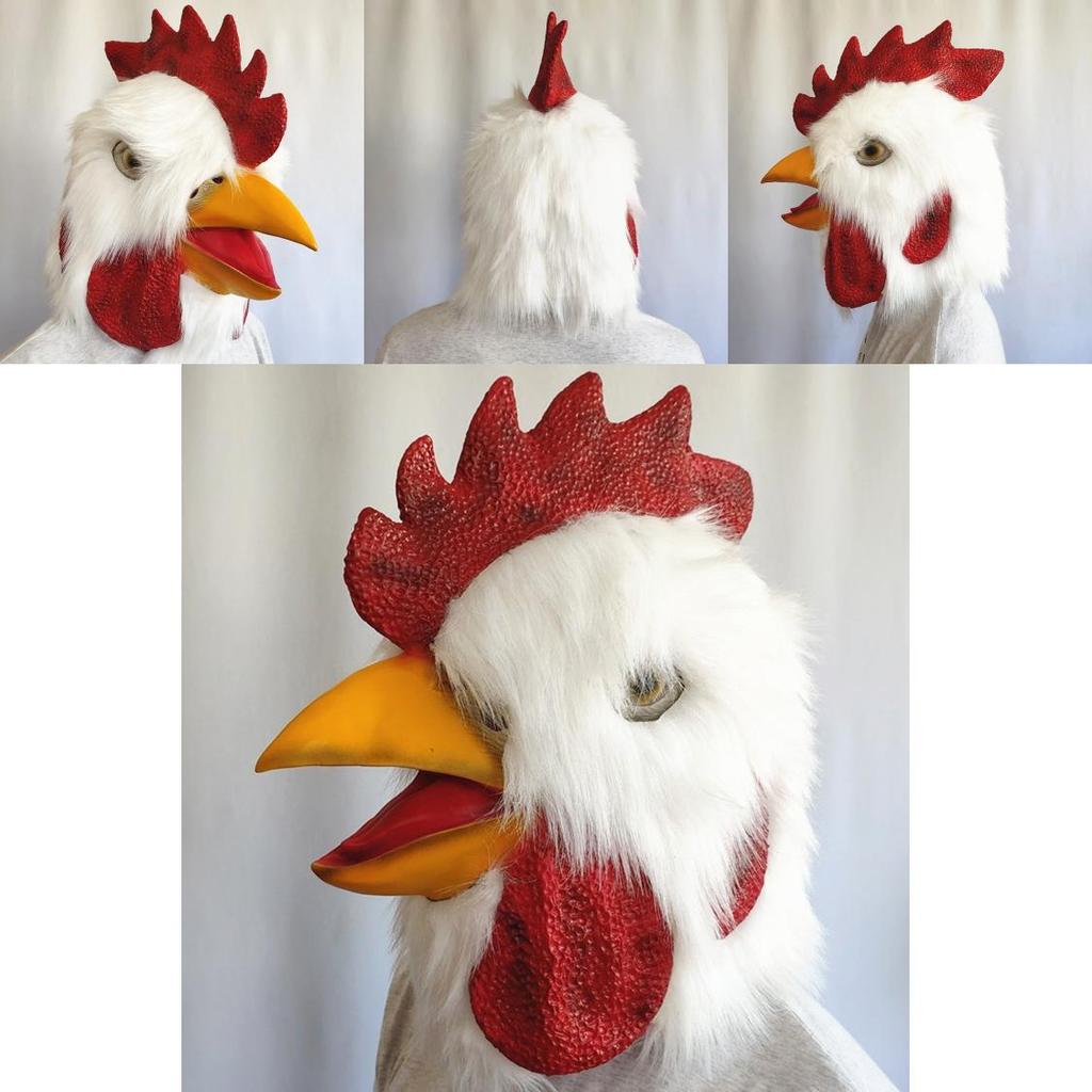 Halloween Animal Latex Chicken Mask With Plush Headpiece For Costume Play And Party Occasions