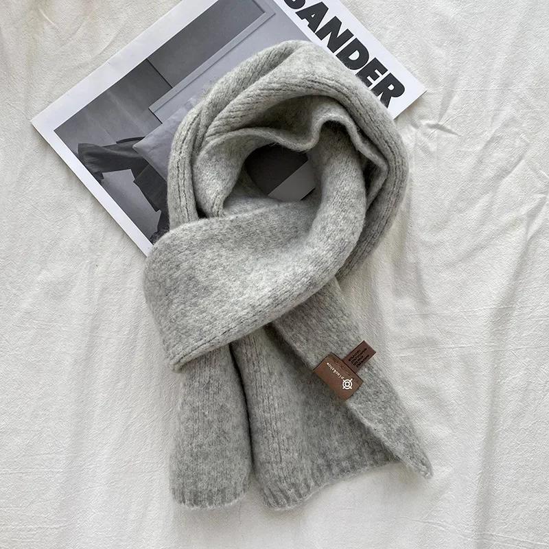 Fashion Cashmere Scarf Winter Warm Thick Comfortable Velvet Convenient Scarf Outdoor Keep Warm Solid Color Simple Scarf